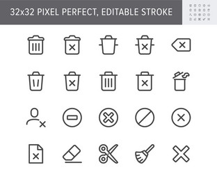 Delete Line Icons - Trash & Remove vector image