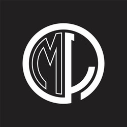 ml logo with circle rounded negative space design vector image