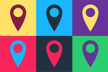 pop art location icon isolated on color background vector image