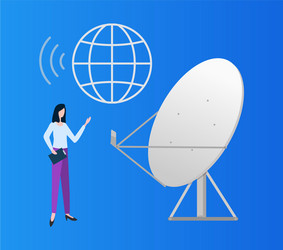 Satellite and globe icon user woman digital set vector