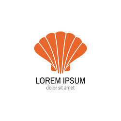 Shell pearl logo open seashell Royalty Free Vector Image