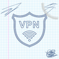 Shield with vpn and wifi wireless internet network vector