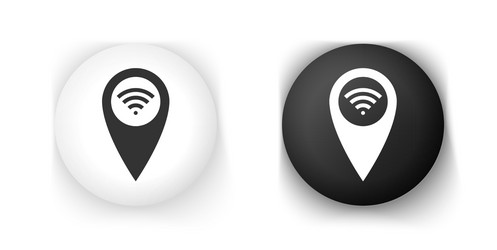 black and white pointer map with wifi internet vector image