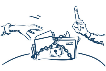 do not touch hand pointing folder padlock general vector image