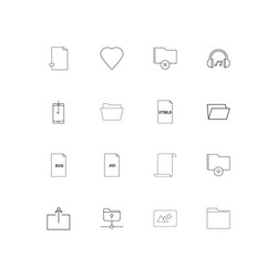 files and folders sign linear thin icons set vector image