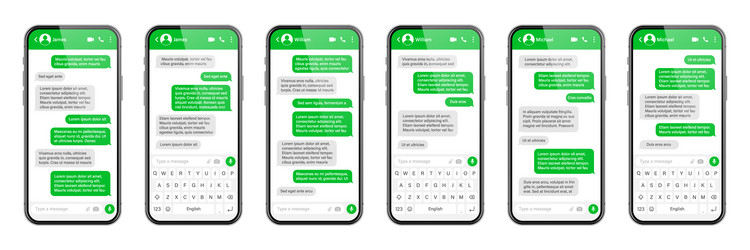 realistic smartphone with messaging app sms text vector image