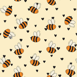 seamless pattern with bees on color background vector image