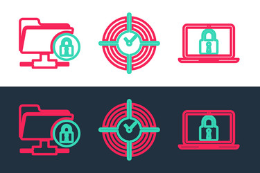 set line laptop and lock ftp folder time vector image