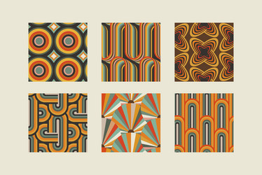set of retro seamless patterns inspired vector image