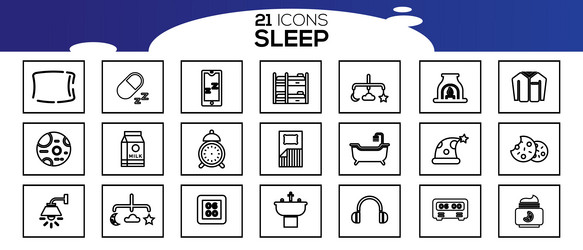 simple set of sleep related line icons vector image