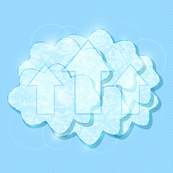 white shiny cloud group with upload arrows vector image