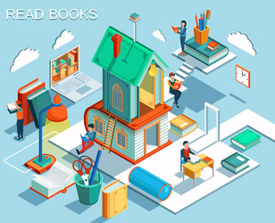 concept of reading books vector image