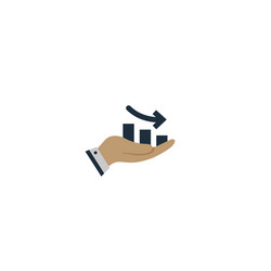 graph with arrow down in hand symbol vector image