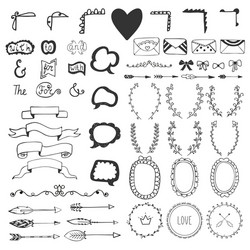 Big set of decorative hand drawn design Royalty Free Vector