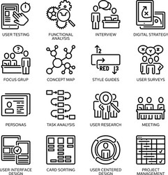 seo accessibility usability - line icons set 1 vector image