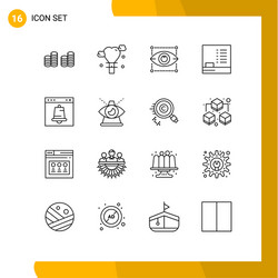 Set 16 outlines on grid for page browser vector