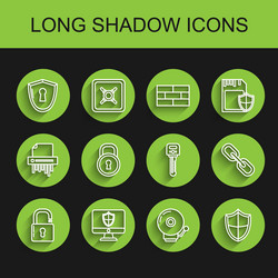set line open padlock computer monitor and shield vector image