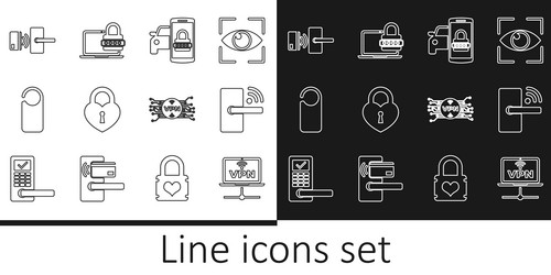 set line vpn computer network digital door lock vector image