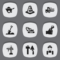 set of 9 editable building icons includes symbols vector image