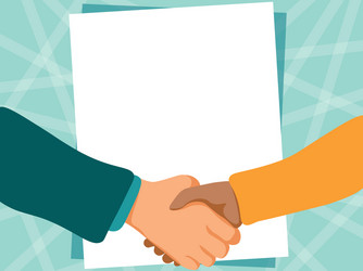 two men drawing with empty paper background shake vector image
