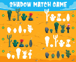 cactuses in mexican desert shadow match game vector image