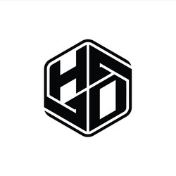 Hd logo monogram hexagon shape with ornament Vector Image