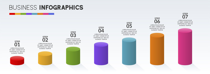 infographics design template and icons with 7 vector image