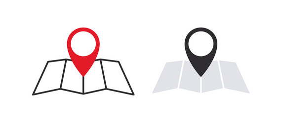 location pointer with map icon mark icons vector image