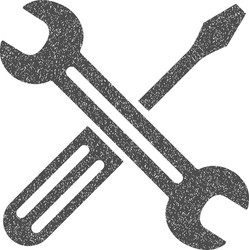 spanner and screwdriver grainy texture icon vector