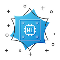 white line computer processor with microcircuits vector image
