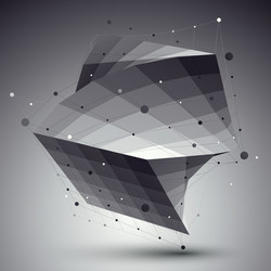 distorted 3d abstract object with lines and dots vector