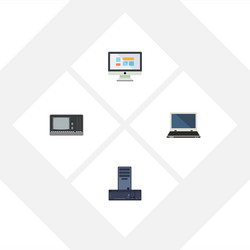 Flat icon computer set of display notebook vector