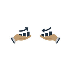 graph with arrow up or down in hand symbol vector image