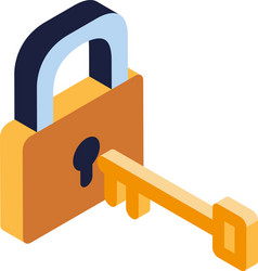 Security padlock with key on white background vector