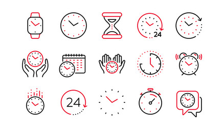 time and clock line icons timer alarm vector image
