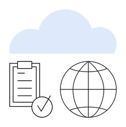 cloud technology with checklist and global vector image