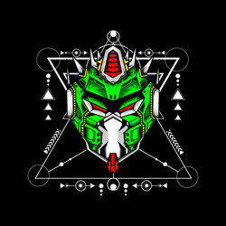 robot head with sacred geometry pattern vector image