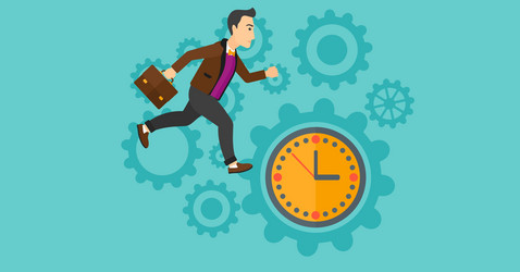 running man on clock background vector image