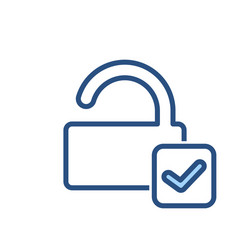 Check lock open security icon vector