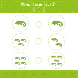 choose more less or equal count iguana learning vector image