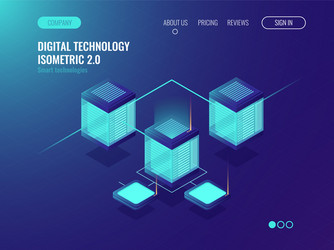data server room rack bigdata processing scheme vector image