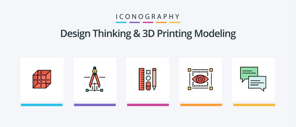 design thinking and d printing modeling line vector