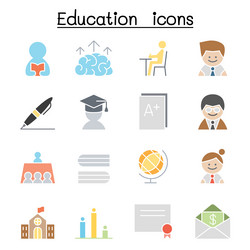 education and learning icon set in flat color vector image