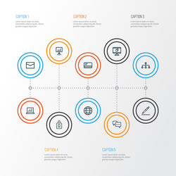 job outline icons set collection of statistics vector image