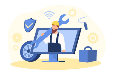 mechanic on computer vector image
