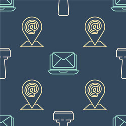 set line stamp location and mail e-mail vector image