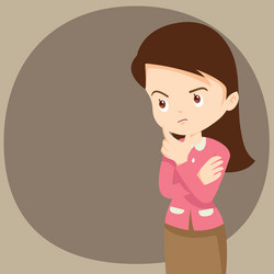 Thinking woman looking up on empty vector