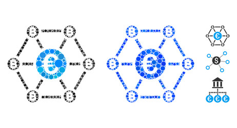 Bitcoin euro net structure mosaic icon circles vector