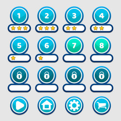 blue round game levels and buttons interface gui vector image