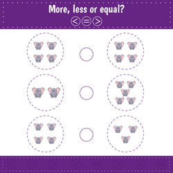 choose more less or equal count elephant learning vector image